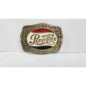 Vintage Pepsi-Cola Belt Buckle 1991 Great American Buckle Co USA Gold Soda Logo